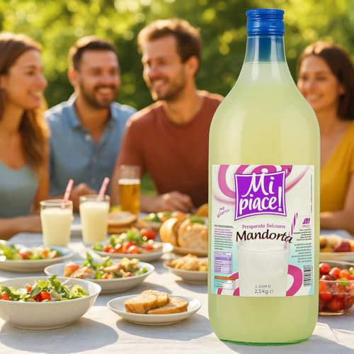 Sciroppo Concentrato 2L – Bevanda da Diluire in Acqua o Latte – Gusto Orzata, Menta, Mandorla o Amarena – Bottiglia Vetro – Senza Glutine (Mandorla – Sciroppo 2L)