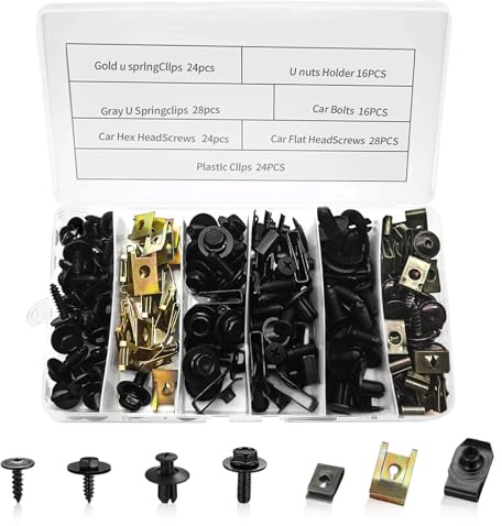 160 Stk Karosserieschrauben Set, Universal Blechmutter Schraube Mutter Clip Kit Metall U Typ BefestigungClips Auto Body Undertray Fender Blechschrauben für Befestigen Reparieren Autoteil
