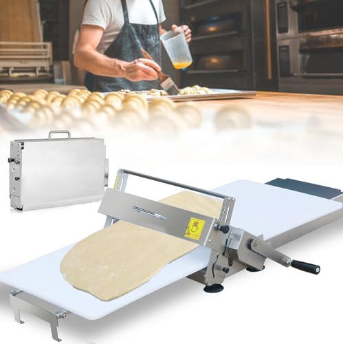 Dfdieratve Manual Foldable Dough Sheeter, Edelstahl-Teigausrollmaschine, Ausrollbrett, manuelle Teigausrollmaschine, Einstellbare Teigdicke, für Präzises Blätterteig Teigausrollmaschine B400