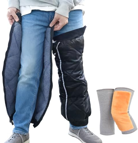 Tyafzzn Motorrad Beinwärmer Winter mit 1 Paare Kniebandage Wärmend, Wasserdicht Winddicht Knieschoner für Motorrad, Beinwärmer Wandern mit Reißverschluss für Outdoor Damen Herren