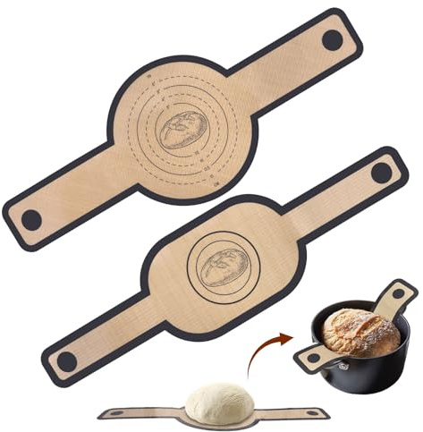 2 Stück Brotbackmatte für Topf, Silikon Backmatte für Dutch Oven, Antihaft Backmatte Brot mit Langen Griffen, Wiederverwendbare Silikon Brotschlinge für Brottopf, Backofen,Teig (Rund + Oval)