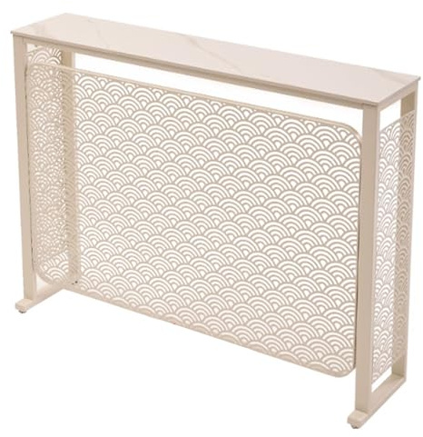 QSNYJPL Cache Radiateur Cache Chauffage Cadre en Fer Forgé et Plan de Travail en Ardoise Meuble Radiateur pour la Maison la Cuisine et la Salle de Bain(White,80x25x80cm/31x10x31in)