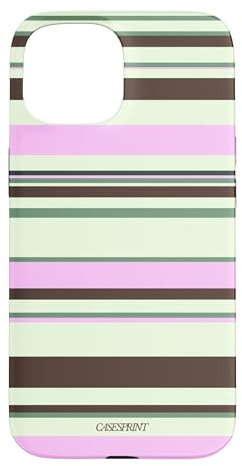 Y2K Stripes Rose Marron Vert Coque pour iPhone 15