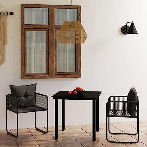 Frdhee Balkonmöbel Set, Balkonmöbel Kleiner Balkon Outdoor, Gartensofa, Sitzgarnitur, 3-TLG. Garten-Essgruppe Schwarz Für Patio Ferienhäuser Stadtparks