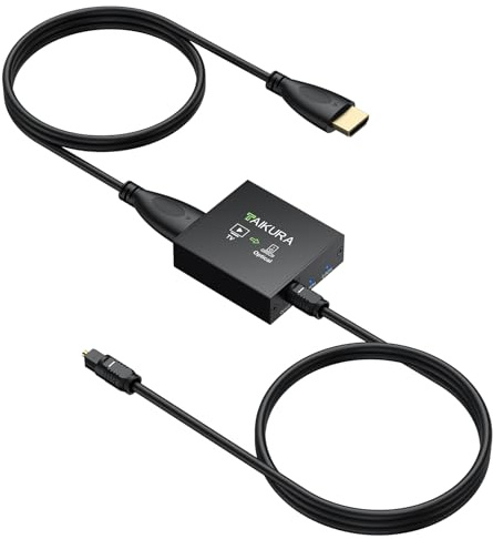 TAIKURA eARC Extracteur audio-Convertisseur HDMI eARC/ARC vers optique-Plug and Play, Prend en charge 24 bits/192 kHz, Dolby 5.1 et DTS 5.1-large compatibilité avec les téléviseurs HD, barres