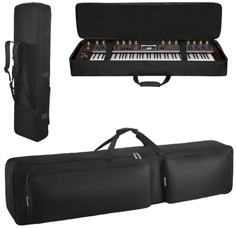 Custodia per tastiera a 88 tasti, custodia portatile per pianoforte elettrico di trasporto, imbottita in robusto tessuto Oxford 600D, con 2 tasche frontali e spallacci regolabili, 137x27x13cm