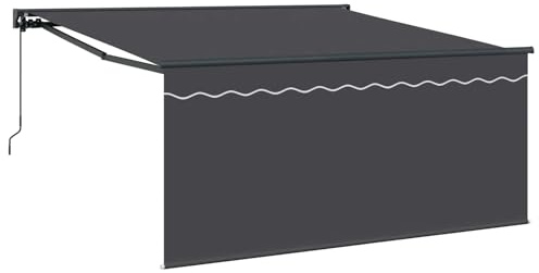 Mokuyary Tenda da sole retrattile antracite, 350 x 300 cm, tenda da sole per balcone, terrazza, giardino, veranda