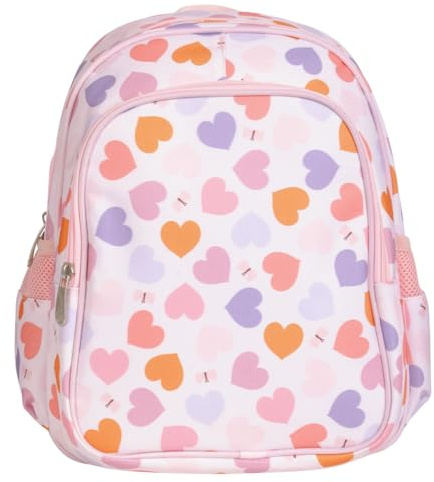 A Little Lovely Company Rucksack | Kinderrucksack Leicht Schultasche Mädchen Jungen Grundschule 4-8 Jahre Rucksack Mädchen Jungen Reisen mit Brustgurt Isolierte Fronttasche, Hearts, Middelgroot