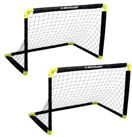 Dunlop Fußballtore Set von 2 – Football Goal 90 × 59 × 61 cm – Faltbare Fußballtore – Leicht zu Verstauen – Trainingsziel für Kinder und Erwachsene – Kunststoff – Schwarz/Gelb