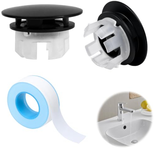 2 Stück Waschbecken üBerlauf Abdeckung Noir – Anneau et Rosette Universel, überlaufring waschbecken, überlauf stöpsel, Protection Durable pour Salle de Bain et Cuisine