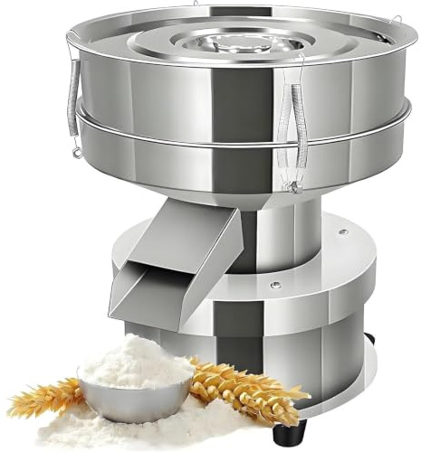 UORDBY Setaccio Vibrante Elettrico in Acciaio Inossidabile - Setaccio Automatico per Farina da 50 W con 2 setacci (Maglia 40/60), 1350 Giri/min per Farina di Particelle, Fagioli e Pasticceria 10CM