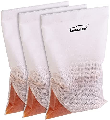Lescars Silica Gel Auto: Wiederverwendbarer Auto-Entfeuchter mit 100 ml Wasseraufnahme, 3er-Set (Trockenmittel für Innenraum, Silica Gel Beutel, Windschutzscheibe)