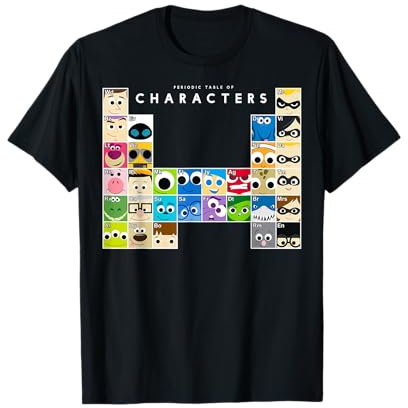 Disney Pixar Movie Characters Periodic Table Graphic T-Shirt