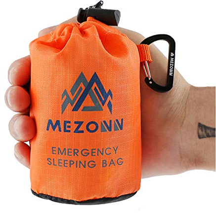 Mezonn Emergency Sleeping Bag Survival Bivy Sack Use as Emergency Blanket Lightweight Sleeping Bag Survival Gear for Outdoor Hiking Camping Keep Warm After Earthquakes, Hurricanes and Other disasters