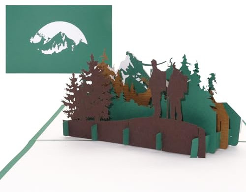 Grußkarte Wandern - 3D Pop Up Karte Wandern und Bergsteigen, Reisegutschein, 3D Geschenkkarte, Geburtstagskarte