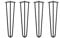 4 x Hairpin Legs from DT IRONCRAFT - 45cm 3 Rod / 10mm, Black - High Coffee Table, Side Table Legs with Floor Protector Feet & Screws
