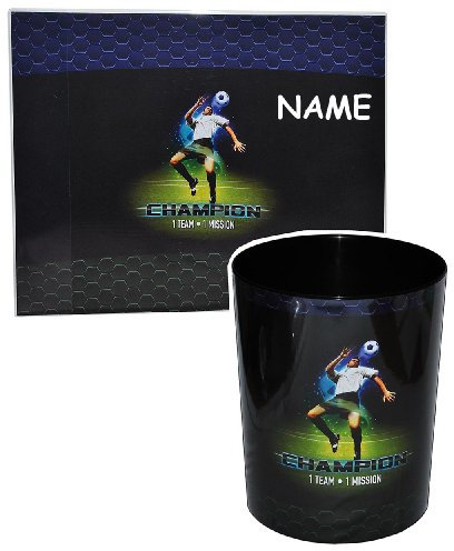 alles-meine.de GmbH 2 TLG. Set: Schreibtischunterlage + Papierkorb Fussball - incl. Namen - Unterlage/Knetunterlage/Tischunterlage für Jungen Kinder Fußball Champion Sport