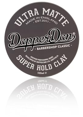 Dapper Dan Super Hold Ultra Matt Clay 100ml, clear | Strong Hold Hair Clay with Ultra Matte Finish for Texture and Definition. Water-Based Formula with Vanilla and Raspberry.