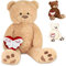 BRUBAKER XXL Teddybär 100 cm Beige mit einem Einen Engel ohne Flügel nennt Man Mama Herz Stofftier Plüschtier Kuscheltier