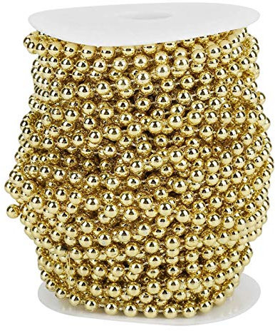 Oumefar 25m/Roll Electroplating Bead Wire Beads Cluster Bead Garland Chain Bead Ring Wedding Party Decoration DIY 6 mm (Gold)