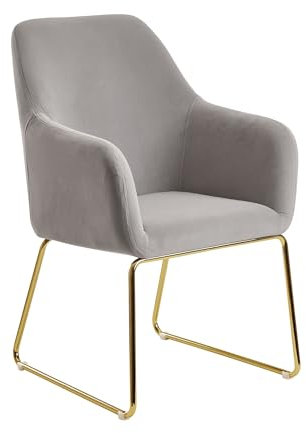 FineBuy Esszimmerstuhl Samt Küchenstuhl mit goldenen Beinen, Schalenstuhl Stoff/Metall, Design Polsterstuhl Esszimmer, Stuhl Gepolstert