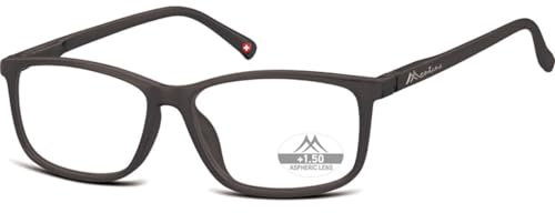Schicke Lesebrille / -hilfe MR62 mit Federscharnier aus Kunststoff in Schwarz Matt + 2,00 dpt