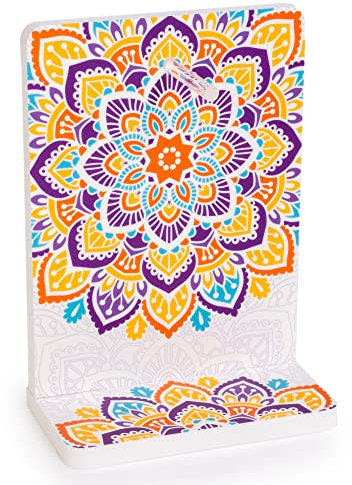 Mandala - Soporte para calendario positivo 2026 de mesa, compatible con otros recambios de calendarios de bloc formato A6, dimensiones 12 x 17 x 6 cm