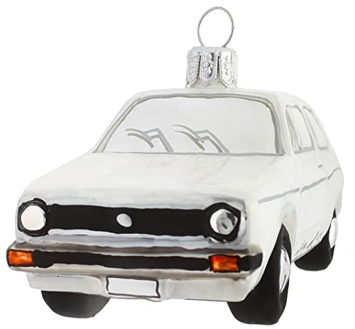 Hamburger Weihnachtskontor - GBR Weihnachtskontor - Christbaumschmuck - VW-Golf (weiß), 6,5 cm
