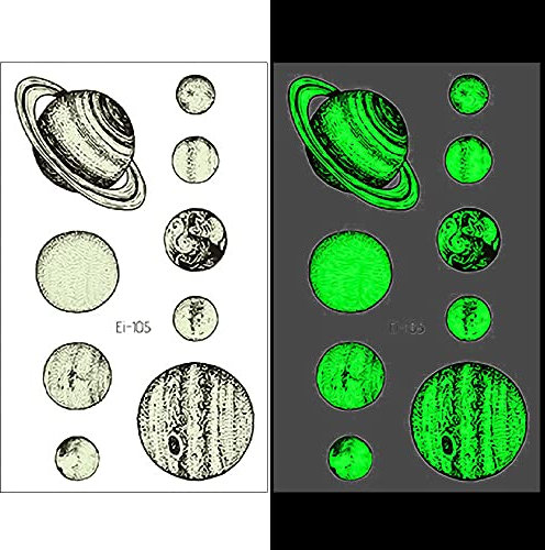 Weltraum Sonnensystem Planeten Temporäre Tattoos Leuchtende Kunstharz-Aufkleber, die im Dunkeln leuchten, Füllstoffe, Handwerk