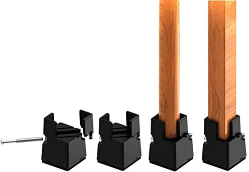 RCHYFEED Verstellbare Betterhöhung Möbelerhöhung 5 cm mit Schraubklemme, Betterhöher 2 Zoll Schwerlast Stuhlerhöhungen, 4 Stück Möbelerhöher für 0,8-1,6'' Breite Quadrat & Runde Stuhlbein, Schwarz