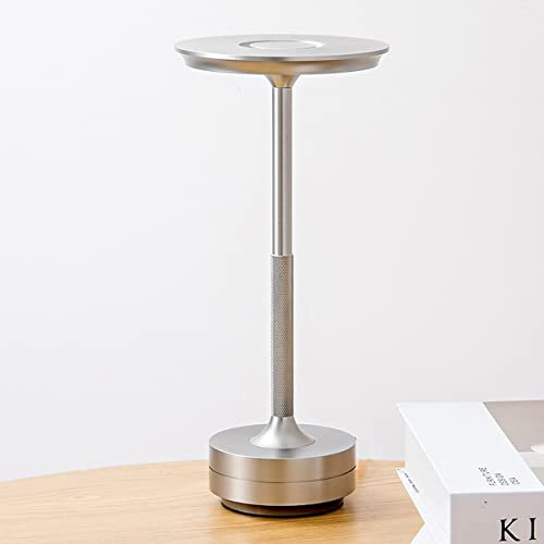 LANMOU Aufladbar LED Akku Tischleuchte Vintage mit 5000 mAh Akku, Kabellose Touch Tischlampe Retro Aus Aluminium, Dimmbare Helligkeit Tragbare Tischlampe für Restaurant & Bar, 3 Farbtemperatur