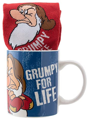 Paladone Grumpy Disney Coffee Mug and Socks Gift Set | Snow White and The Seven Dwarves Disney Gifts, Multicolor (PP9760DP)