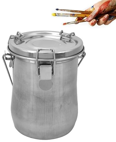 Fyearfly Tragbare Pinselwascher, Edelstahl Pinselreiniger mit Auslaufsicherem Deckel, Künstler Pinselwascher Mit Reinigungstank Filtersieb Für Pinsel Reinigung