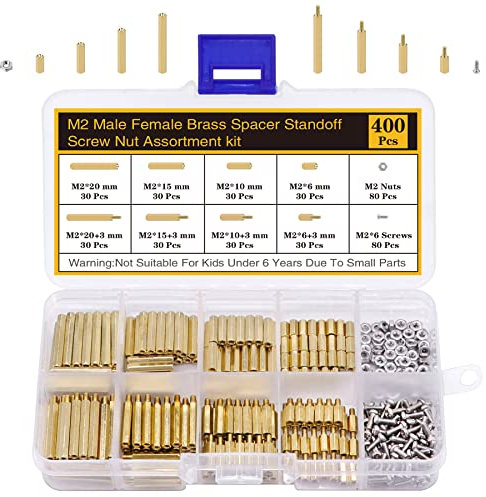 Csdtylh 400Pcs M2 Motherboard Standoffs&Screws&Nuts Kit, Hex Male-Female Brass Spacer Standoffs, Laptop Screws for DIY Computer Build, Electronic Projects, Raspberry Pi, Circuit Board etc.