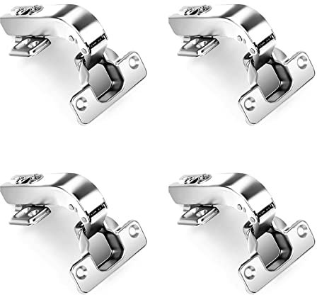 JZK 4PCS Bisagras de gabinete de esquina de 90 grados, bisagras de puerta de gabinete plegables de esquina de apertura de 90 ° con amortiguador hidráulico, bisagras de puerta de armario de cocina