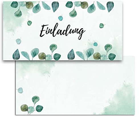 MAVANTO Einladungskarten Hochzeit, Standesamt, Geburtstag - Blanko Einladungskarten Set für feierliche Anlässe (Eukalyptus, 40x Stück)