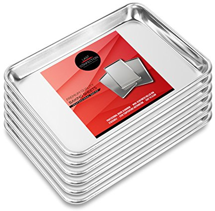 Last Confection 6 Cookie Baking Sheets 9 x 13 - Small Rimmed Aluminum Jelly Roll Trays - Quarter Sheet Pans
