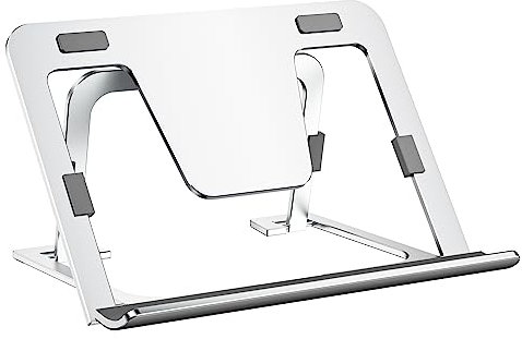 SHUOSUO Tablet Ständer Verstellbar & Faltbar, Schlank Tragbarer Aluminium Tablet Halterung Halter Tisch, Kompatibel mit iPad Pro/Air/Mini, Samsung Tab, Surface Pro, Kindle Fire (7-13 Zoll) (Silber)