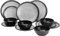 Xtremeauto 12pc Dinner Set Plates and Bowls Set - Dinnerware Sets Melamine Bowl & Plates Crockery Plate Set Dining Tableware Dishes, Dishwasher Safe Set Caravan (Granite Grey 12pc Set)