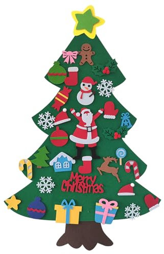 Sonfedo Albero di Natale in feltro, albero di Natale per bambini, fai da te in feltro con ornamenti rimovibili, decorazioni per arazzo di Capodanno, (Newb)
