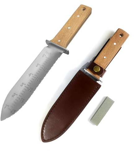Minamino Couteau de jardin Hori Hori, idéal pour le jardinage, le désherbage, la coupe, la plantation, l'aménagement paysager