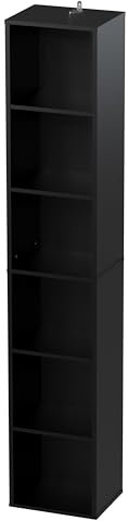 Panana Wooden Cube Bookcase - 2/3/4/5/6 Tier Display Unit Tall Narrow Bookshelf for Office, Living Room, Bedroom Furniture (Black, 6-Tier)