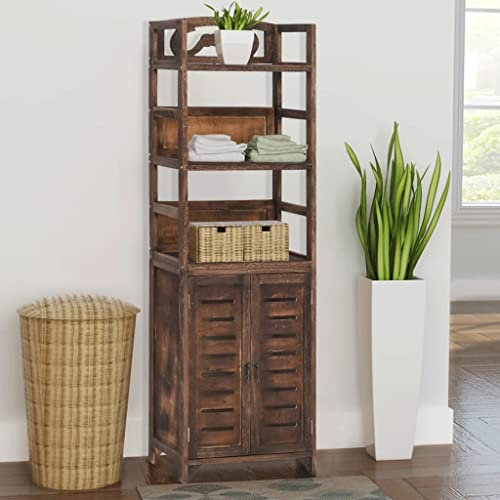 ZQQLVOO Schränke Anrichte Mehrzweckschrank Vitrine Dunkelbraun 46x24x140 cm Massivholz Paulownia
