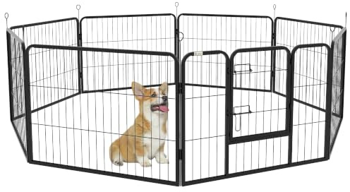 PawHut Dog Pen 8 Panels Heavy Duty Playpen for Dogs Rabbits 60cm High | Puppy Pen, Indoor Outdoor for Ducks Bunny