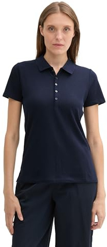 TOM TAILOR Damen Piqueé Polo Shirt,10668 - Sky Captain Blue, XL