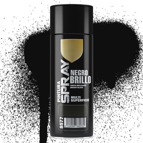 Etrexonline Pintura Spray Multicolor Profesional | 400ml | Adecuado para Metal, Madera & Plástico | Color Negro Brillo | Secado Rápido | Paquete de 1