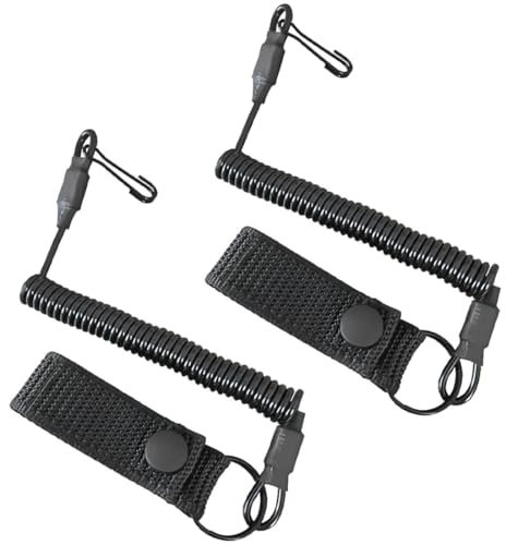 YHIJSR 2 Pièces Cordon Tactique en Spirale Porte-clés Élastique Paracord Cordon Extensible Anti-Perte Sécurité Elastique Corde avec Mousqueton