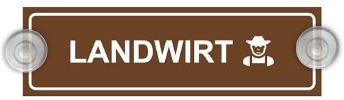 Indigos UG - Schild Landwirt - braun - 20 x 6 cm - Saugnapfschild - Aluverbund - Innenbefestigung für Ihr Auto - UV-Beständig - Einsatzschild - Hinweisschild - Warnschild