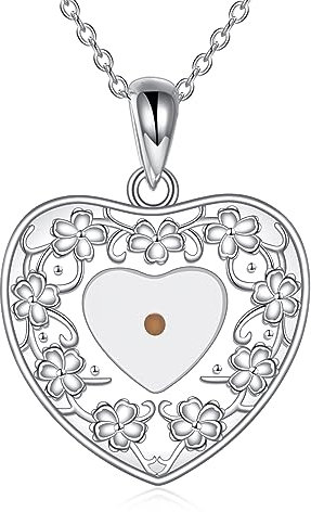 Vadmans Senf Samen Kette für Damen 925 Sterling Silber Herz Senf Samen Anhänger Halskette Glaube Schmuck Geschenke für Mädchen Frauen