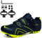 NGARY Fahrradschuhe MTB Herren, Mountainbike Schuhe kompatibel mit SPD 2 Schrauben mit Cleats, Unisex Radsportschuhe Draussen,Black Green,47 EU